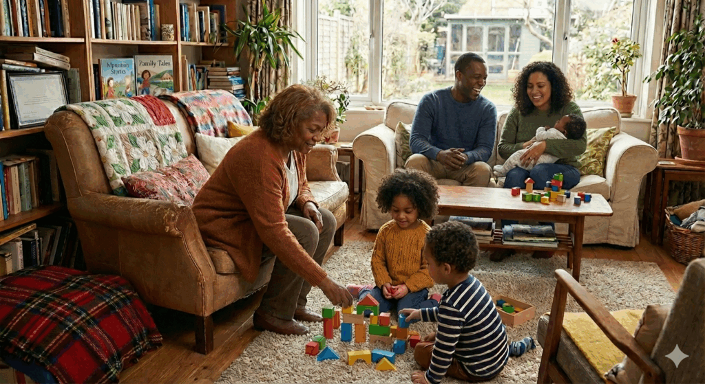 Provider interacting with children